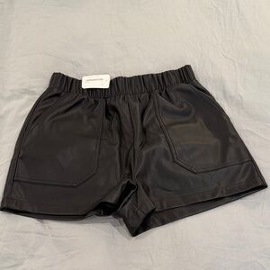 Steve Madden High Waist Black Leather Shorts